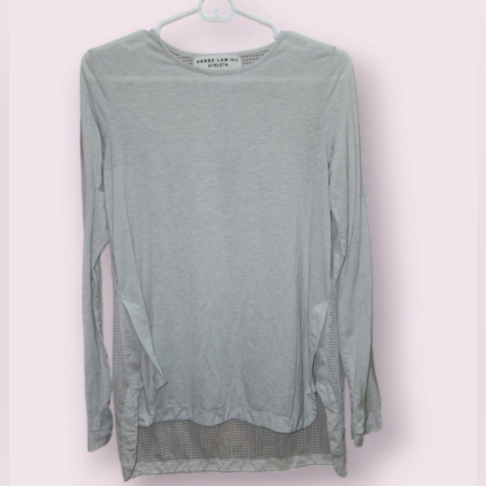 Women's Athleta x Derek Lam Mesh Long Sleeve Athletic Shirt Top SZ XS Gray